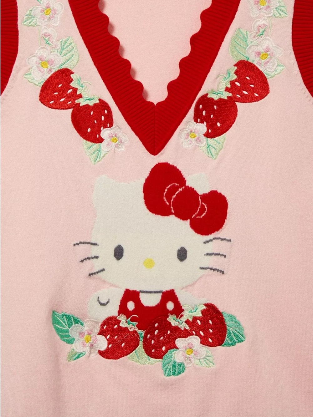 Sanrio Hello Kitty Pink and Red V-Neck Sweater Vest - Picture 3 of 4